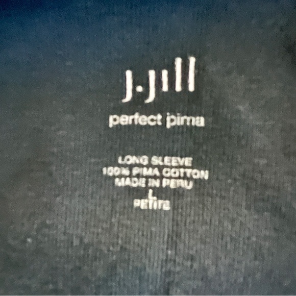J. Jill L Petite Navy Blue Perfect Pima Long Sleeve Scoop Neck Tee 100% Cotton - Picture 4 of 6